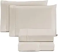 Jogo de Cama Casal Padrão Percal 400 Fios Ponto Palito 04 Peças, Antiácaro, Não faz bolinha Toque Extra Macio – Palha