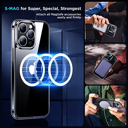 Simtect Magnetic Clear For Iphone 14 Pro Max Case, [Compatible With Magsafe] [Non-Yellowing] Slim Fit Yet Protective Military Grade Shockproof Bumper With Airbag Cover 6.7 Inch - Crystal Clear #TOP4