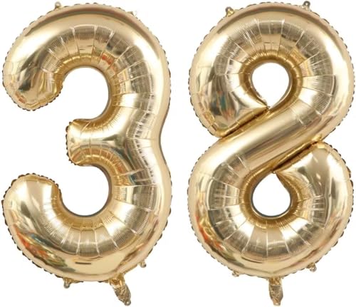 Image of Light Gold 83 38 Balloon Numbers, 40 Inch Large 73th 37th Birthday Balloons, Helium Mylar Foil Number 73 38 Balloons Champagne Gold Birthday Party Decorations Supplies for Men Women