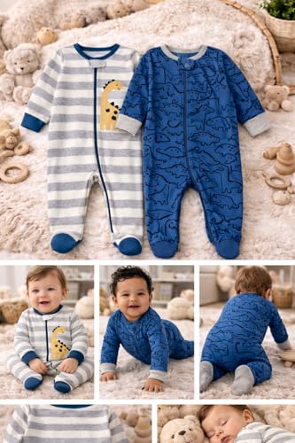 Image of TuddyBuddy 100% Cotton Multi Color Zipper Romper Sleepsuit /Romper /Jumpsuit for Baby Boy & Baby Girl