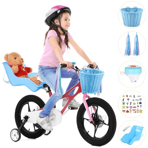 Doll Bike Seat with 28 Pcs Stickers Decals Bicycle Basket