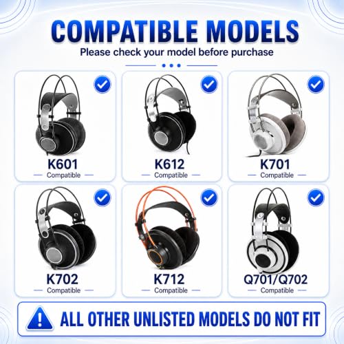 Reemplazo de almohadillas para auriculares AKG K701, K702, Q701, Q702, K601, K612, K712, cojines de espuma viscoelástica con tela de malla suave, 1 par - Negro miniatura 2