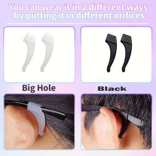 Image of MOLDERP Glasses Ear Grips, 20 Pairs Kids And Adults Glasses Anti-Slip, Silicone Elastic Eyeglasses Temple Tips Sleeve Retainer, Prevent Eyewear Sunglasses Spectacles Glasses Slipping (Clear,Black, M)