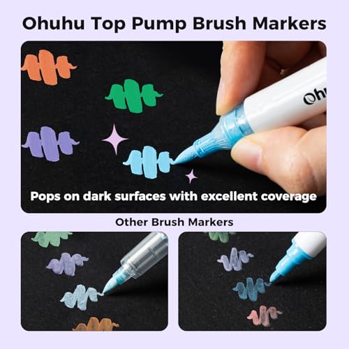 Image of Ohuhu Acrylic Paint Markers Brush Tip Top Pump 36 Colors Paint Pens Excellent Coverage Acrylic Markers Waterproof Lightfast for Rock Painting 3D Prints Egg Wood Glass Ceramic DIY Crafts - Waikiki