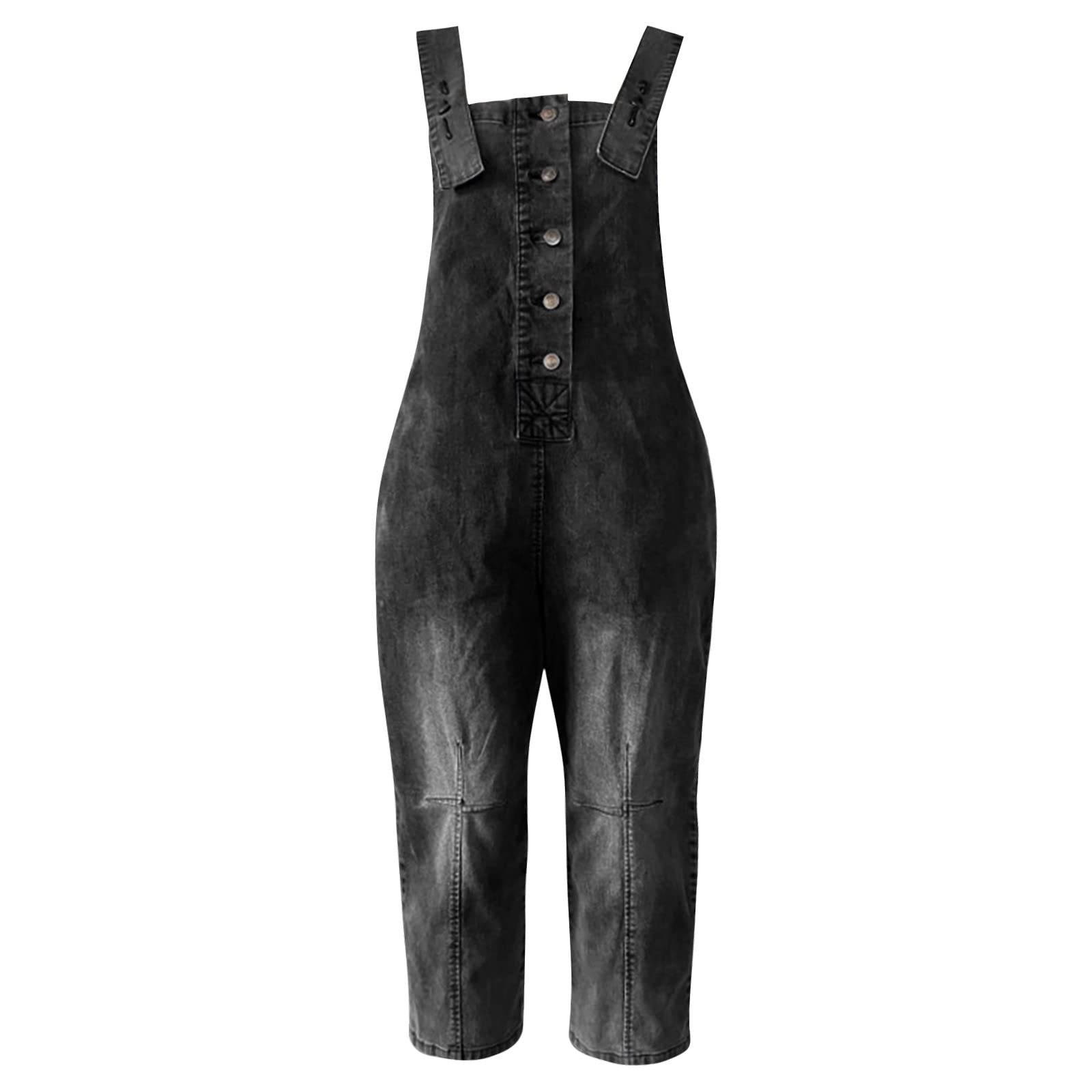 Mono vaquero para mujer, mono vaquero para mujer, talla grande, elegante, con botones, mono de verano vintage, peto vaquero con bolsillos, cómodo, sin mangas.