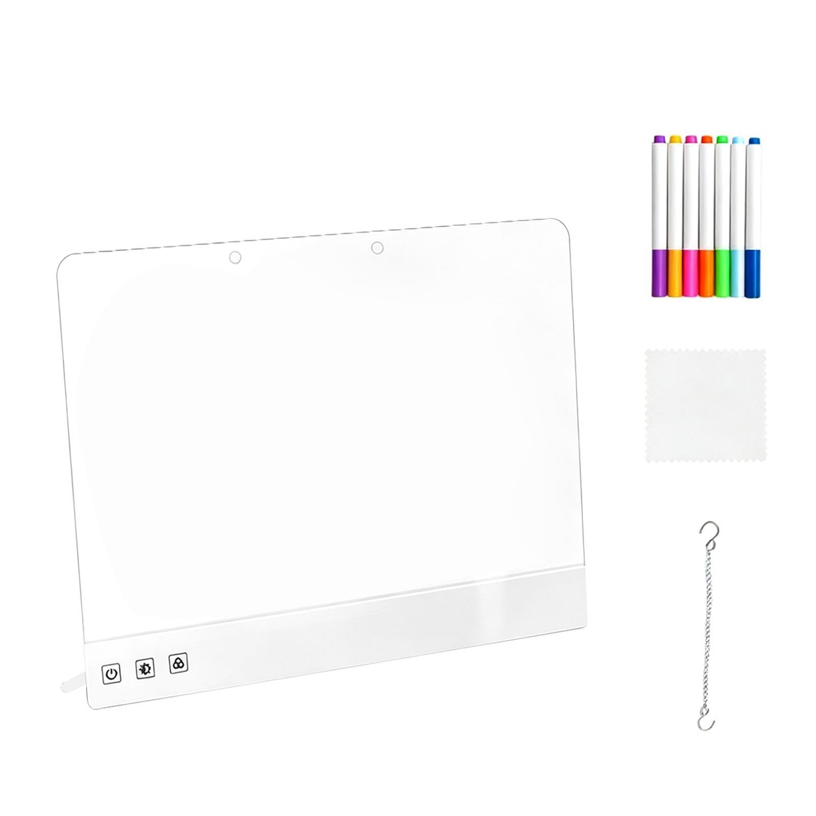 Pizarra Dibujo LED Tableta Dibujo Borrable Recargable con Rotuladores