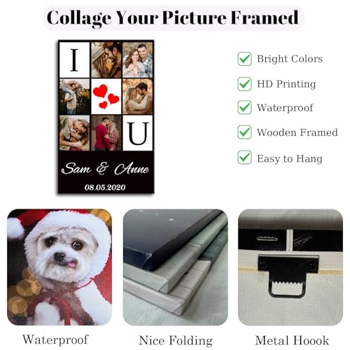 ZHIYYHAO Customize 6 Picture Collage Canvas Wall Art Personalized Multi Pictures Prints to Canvas Wall Art for Kids Family Lover Wedding Anniversary (CF-15, 30.00L X20.00W'') — view 6