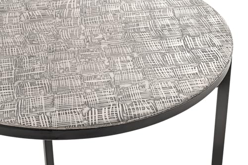 Table d'appoint ronde pour salon moderne noir argent