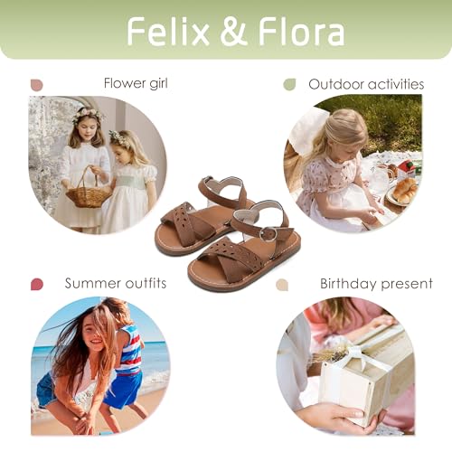 Image of Felix & Flora Toddler Girl Sandals - Little Girl Easter Dress Shoes Lightweight Open Toe Beach Holiday Flats