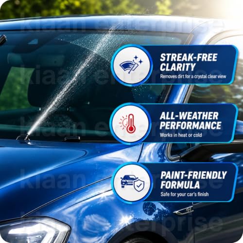Image of Windshield Washer Fluid Car Cleaner Liquid, Wiper Fluid for Wind Shield, Windscreen Shampoo for Clear Visibility, Streak-Free Cleaning (Pack of 4)