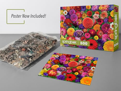 Rompecabezas de flores Springbok Blooming Every Daisy de 500 piezas para adultos | Rompecabezas floral con piezas únicas, fabricado en EE.UU., materiales ecológicos, incluye póster miniatura 3