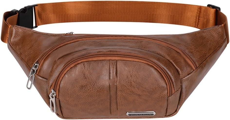 Large Capacity PU Leather Soft Side Waist Multi-layer Leisure Fanny Pack