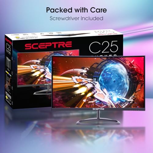 Image of New! Sceptre Curved 24.5-inch Gaming Monitor up to 240Hz 1080p R1500 1ms DisplayPort x2 HDMI x2 Eye Care Build-in Speakers, Machine Black 2026 (C255B-FWT240 Series)