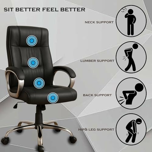 Image of Vista Ergonomic Leatherette Boss Chair for Office | High Back Revolving Chair for Home, Office, Study & Gaming | Height Adjustable Office Chair in Crome Base | 1pc (Black)