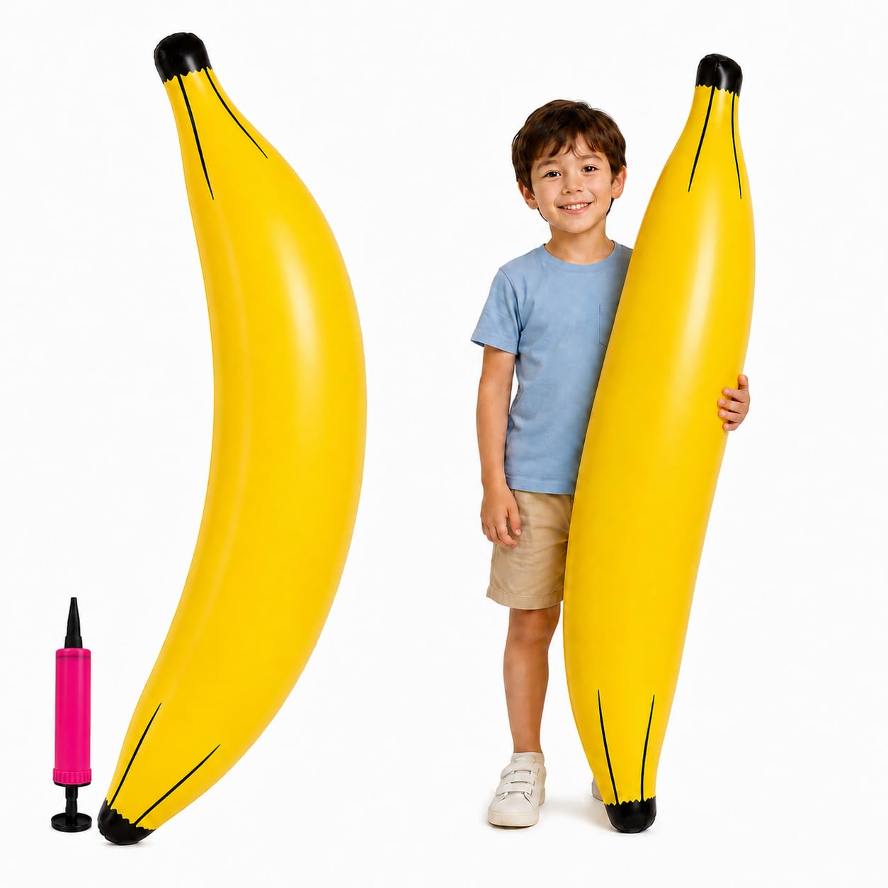 Inflatable Banana 112cm – Giant Blow-Up Yellow Banana Prop for Parties, Pool, Hen Do, Fancy Dress, Jungle Theme, Photo Booth, Summer Events & Fun Décor Accessory for Ages 6+