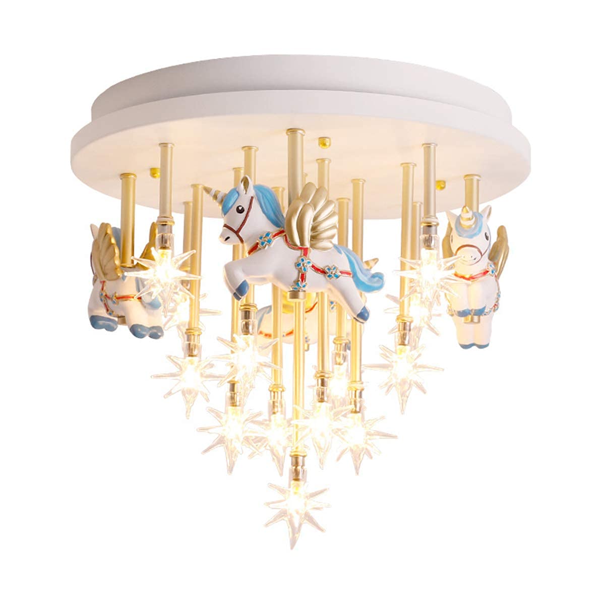 Unicorn LED Ceiling Light - Dimmable Nursery Lamp for Children's Room Decor Lighting - Protect Eyes Lights - Modern Girl Living Room Bedroom Dining Room - Cute Princess Chandeliers
