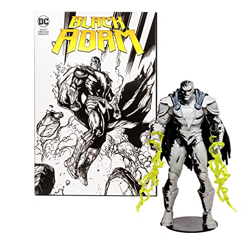 McFarlane Toys, DC 7-inch Black Adam (Line Art Variant) Action Figure with 22 Moving Parts
