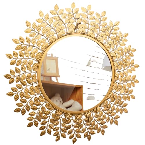 Buy Furnish Craft Designer Gold Leaf Framed Round Mirror for Wall