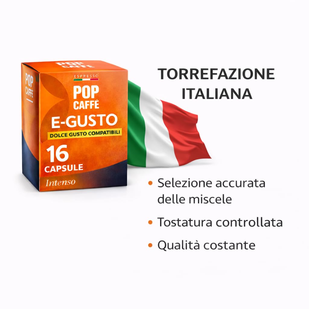 Pop Caffè - 160 cápsulas E-gusto, mezcla 1 intenso, compatibles con Nescafé Dolce Gusto