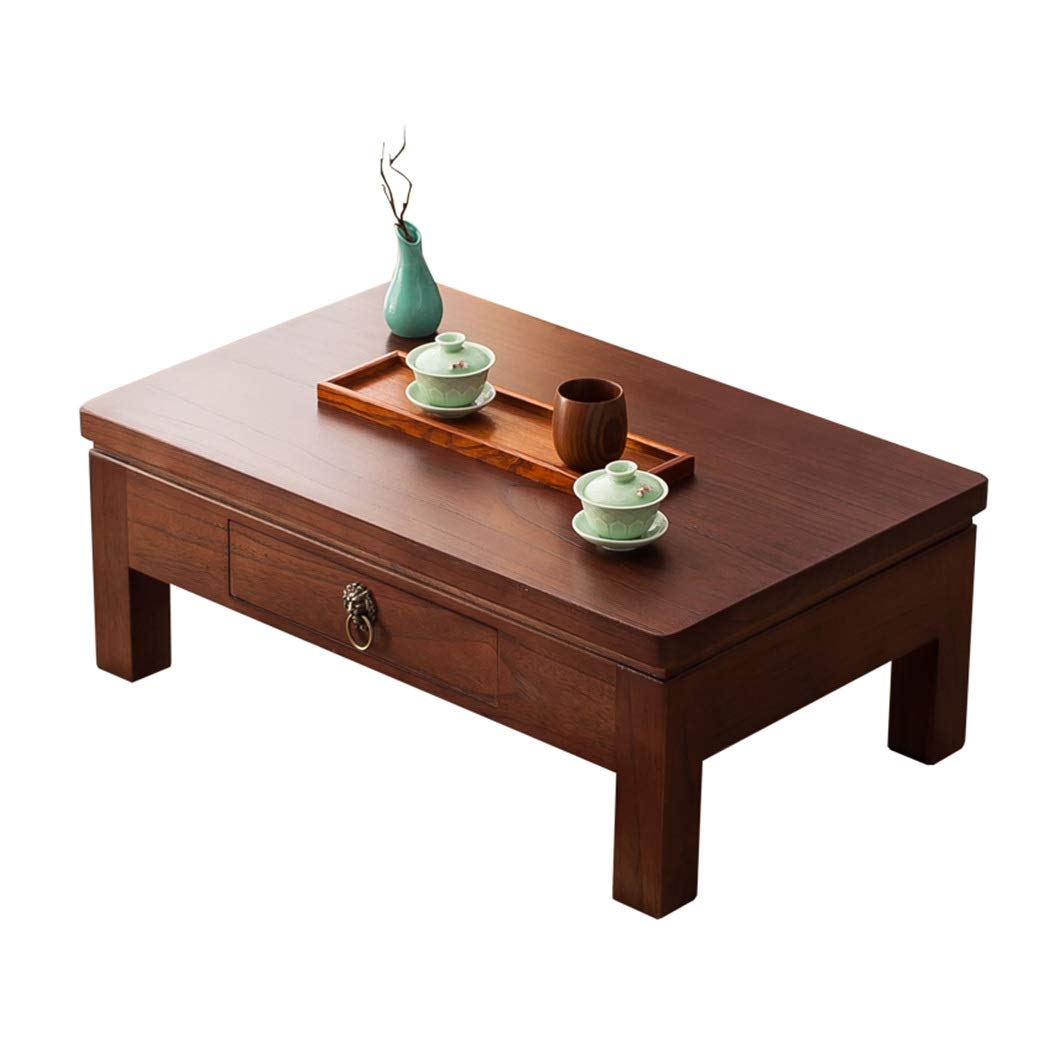 Tavolino in Legno Tavolino da Salotto Mini Tavolo da tè Tavolo Basso da Balcone Scrivania per Laptop con Cassetto Tabella di Studio Tavolo da Pranzo (Color : A, Size : 60X40X30CM)