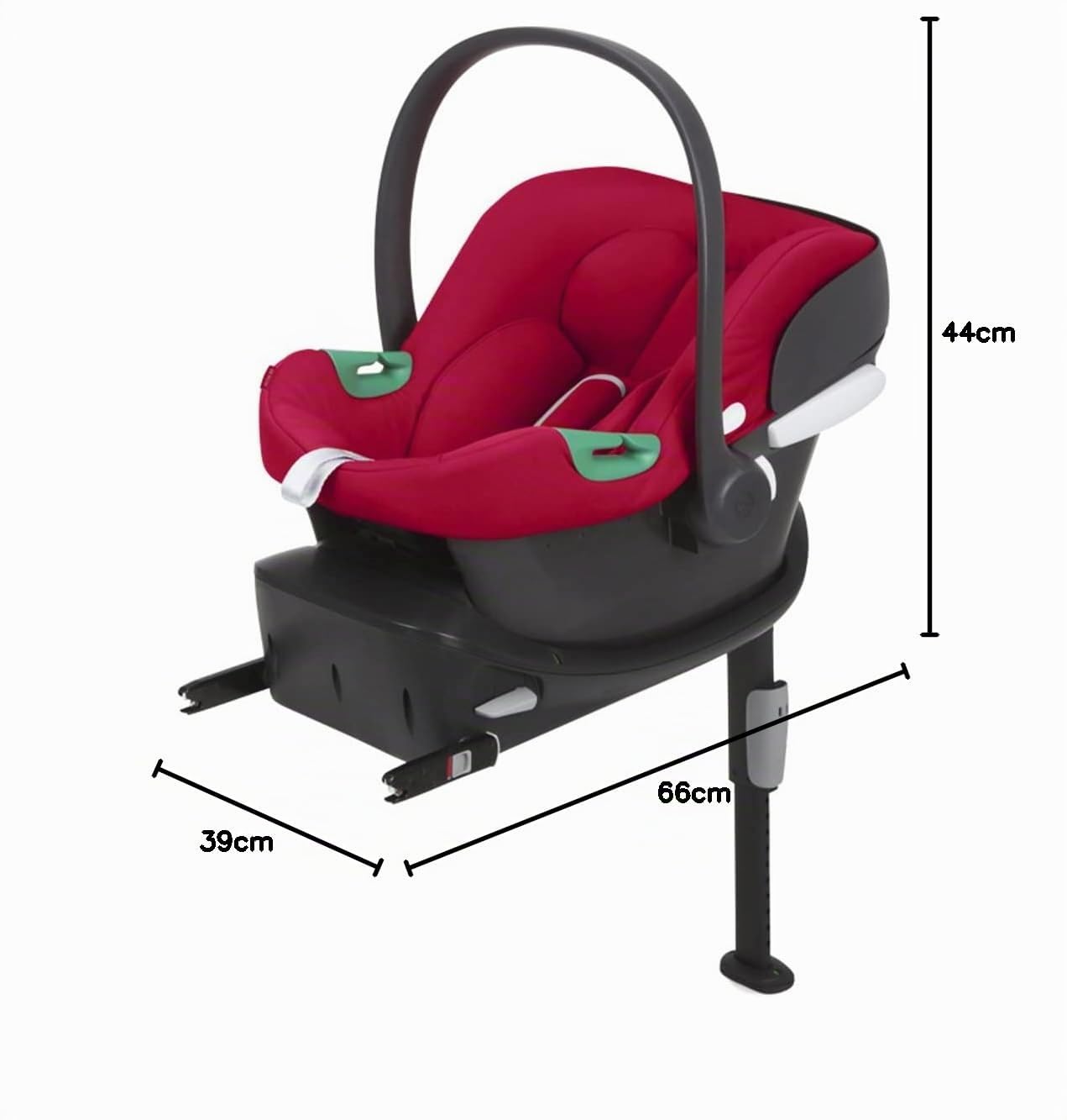CYBEX Coque Aton B2 i-Size, De la naissance à environ 24 mois, Max. 13 kg, Coussin Réducteur pour Nouveau-né inclus, Compatible SensorSafe, Dynamic Red