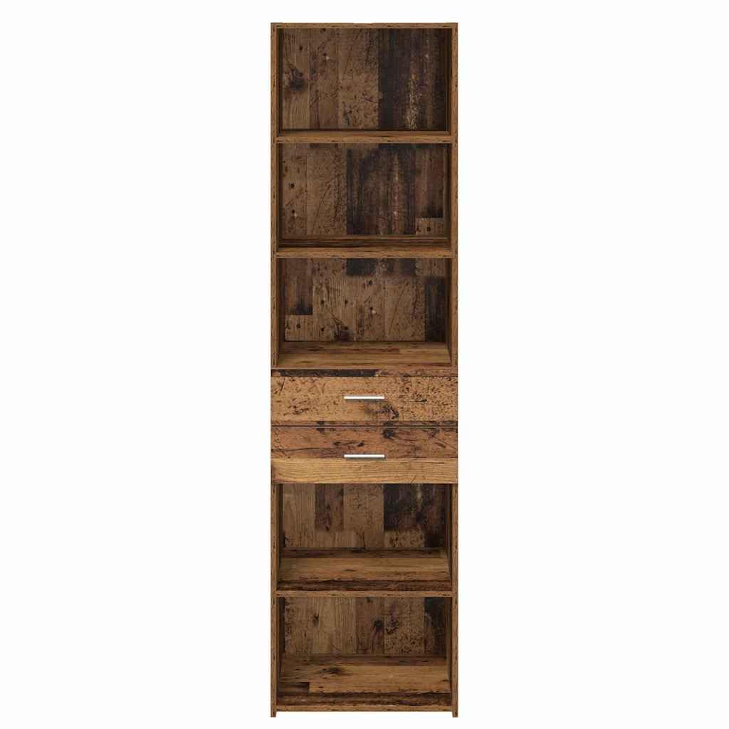 Meuble haut en bois vieilli - 50 x 42,5 x 185 cm - Avec tiroir et porte - Meuble de rangement moderne pour salon, salle à manger, bureau - Avec étagère et étagère - Style maison de campagne