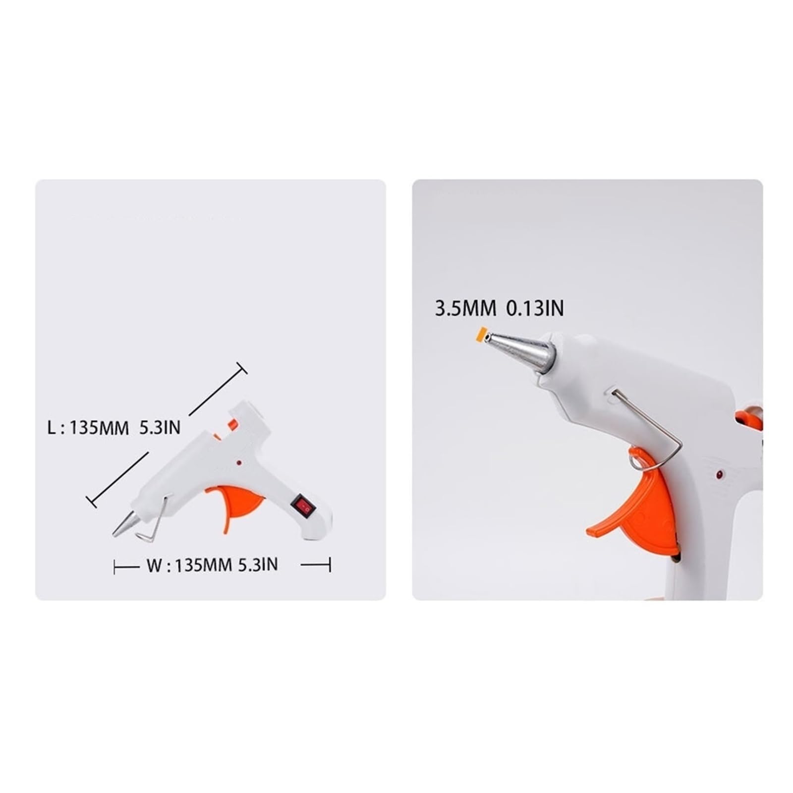 Pistola per colla a caldo per stick da 7 mm, mini pistole industriali, strumenti di riscaldamento termoelettrici, riscaldamento rapido (P con 10 stick)