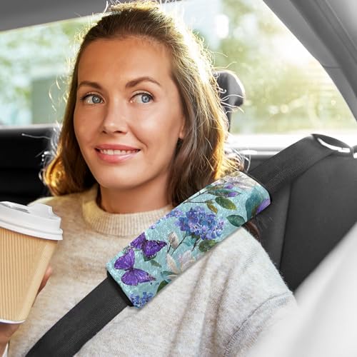 Image of 2 Pack Elegant Hydrangeas Magnoli Seatbelt Covers Seat Belt Cover Pad for Adults Boys Girls Car Seat Strap Covers Pads Cushion Universal Shoulder Strap Pad Protector for Backpack Camera Bag 10x7.7Inch