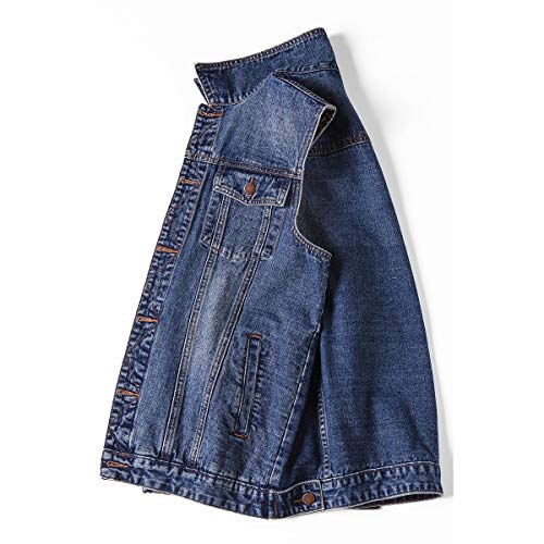 PRIJOUHE Men's Denim Vest Jean Vest Black Denim Motorcycle Black Blue Biker Plus Size Sleeveless2