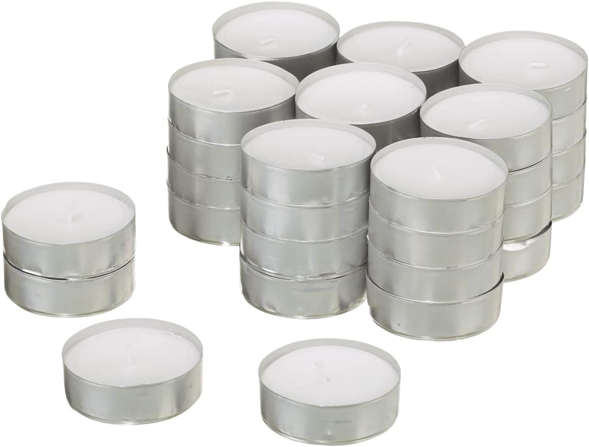 XXL Jumbo Teelichte weiß ohne Duft Großpackung 8 Stunden Paraffinwachs Stövchen Deko Gastronomie Outdoor Party Windgläser Durchmesser 57mm (Maxi Teelichter + Streichhölzer, 180 Stück)