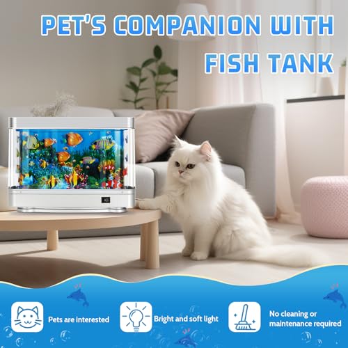 Image of Fake Fish Tank,Artificial Aquarium Decorations,Fake Aquarium Decor,Virtual Ocean Moving Fish lamp for Bedroom Office Decor