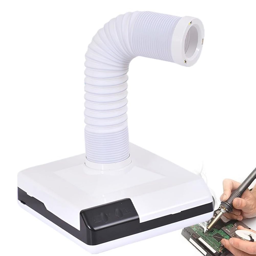 Mini assorbitore di fumo con luce LED, filtro aspiratore portatile per la raccolta della polvere delle unghie, fumi di saldatura, polvere di molatura, aspirapolvere da tavolo silenzioso white