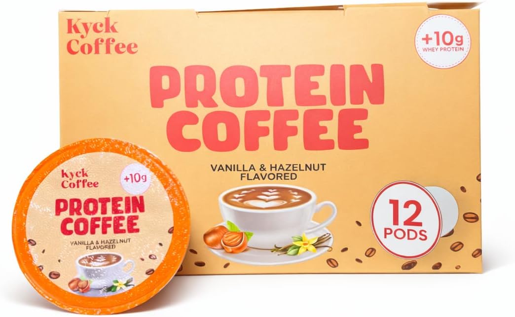 Kyck Protein Coffee K - Cup Pods (12 Count) – 10g Whey Protein per Cup 75mg Caffeine, Premium High- Protein Colombian Coffee Pods, Compatible with All Brewers