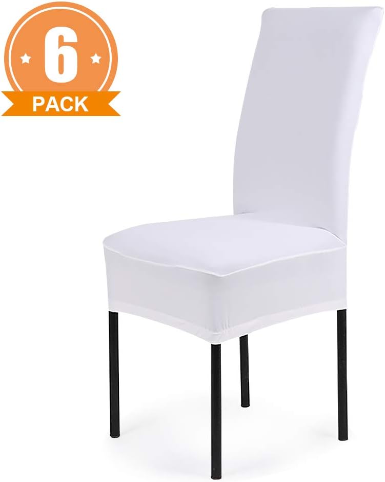 Super Brands CosyVie Super Fit Universal Stretch Dining Chair Covers, Removable Washable Slipcovers for Dining Room Chairs 6 Pcs/Pack (White) New Product CosyVie Super Fit Universal Stretch Dining Chair Covers, Removable Washable Slipcovers for Dining Room Chairs 6 Pcs/Pack (White)