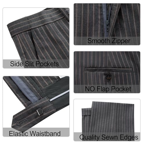 MAGE MALE Men's Pinstripe Suit 2 Piece Vest and Pants Set Wedding Groomsmen Summer Slim Fit Formal Prom Tuxedo4
