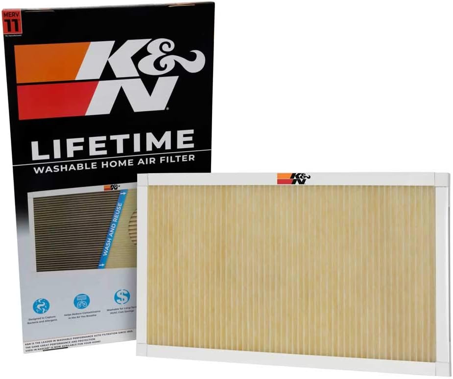 K&N 18x30x1 HVAC Furnace Air Filter, Lasts a Lifetime, Washable, Merv 11, the Last HVAC Filter You Will Ever Buy, Breathe Safely at Home or in the Office, HVC-11830 | K&N HVAC Filter Cleaner: 32 Oz Spray Bottle Filter Cleaner and Refresher; Restores K&N Home Air Filter Performance; 99-6010