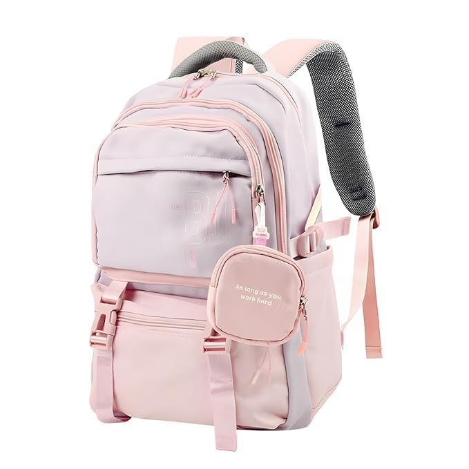 Backpack Bags for Women with Small Zipper Pouch College Bag for Girls, School Bags for Girls 13-14 years with Cute Accessory 18.1 Inch Book Backpack for School, Camping, Travel-image-14