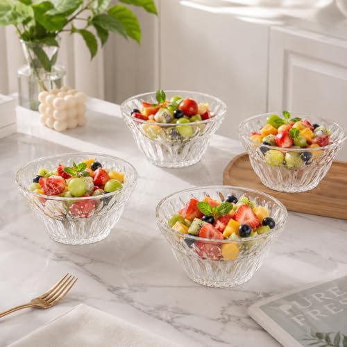 Image of WRINGO Glass Bowl for Kitchen Prep, Dessert, Dips, and Candy Dishes, Cake, Snack Bowl Set of 6 Or Nut Bowls, and Microwave Safe Clear Glass Bowls for Mixing, Storing Size 4.5 Inch (WR-03), 250 ml