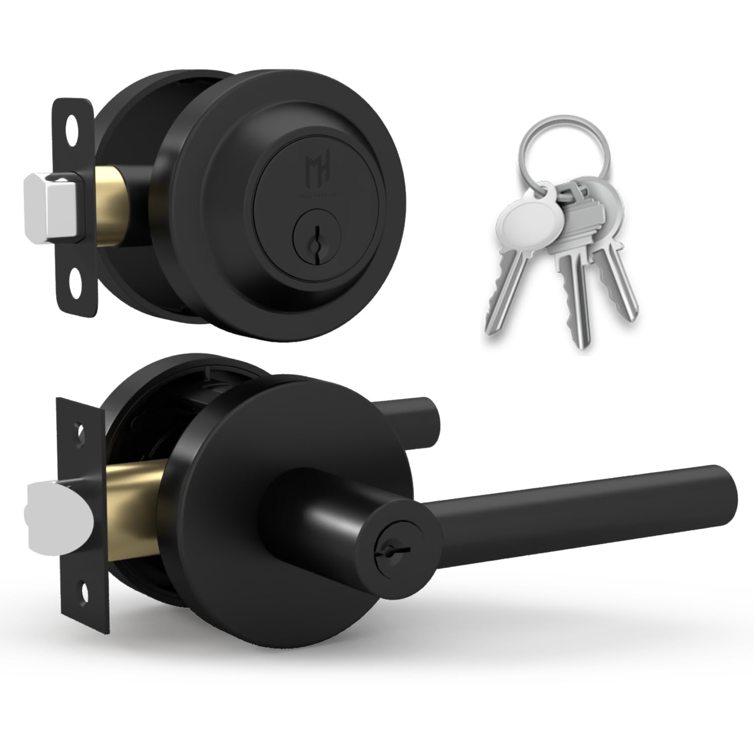 View 1 of [MISSING PARTS] Mega Handles Ronn Entry Lever and Deadbolt Combo Pack