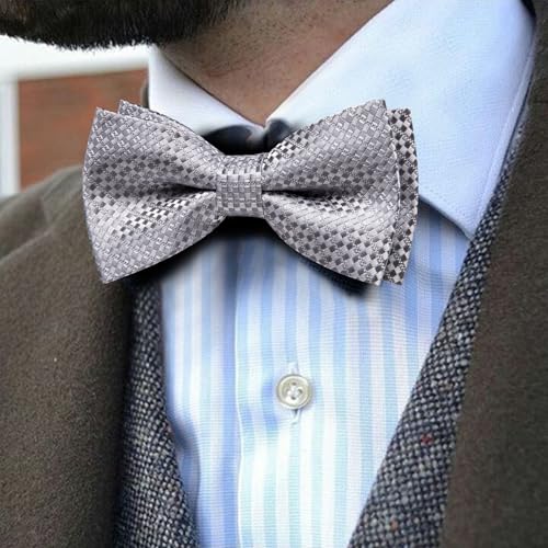 Image of YOHOWA Paisley Striped Men Bow Tie Pre-Tied Formal Adjustable Colorful Bowties Handkerchief Cufflinks Set Wedding Party