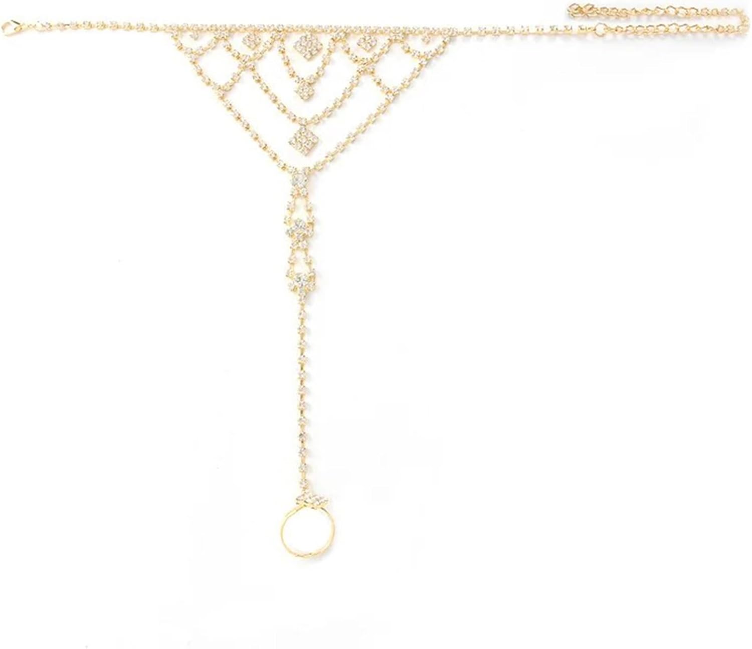 1Pair Summer Beach Water Drop Anklet Rhinestone Toe Ring Foot Chain Bridal Crystal Barefoot Anklet Sandal High Heels Accessories for Women