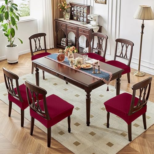 Image of Genina Waterproof Seat Covers for Dining Room Chair Covers,No Rear Covers | Set of 4,Simple Installation,Jacquard Removable Machine Washable Kitchen Chair Seat Slipcovers,Pet Hair And Stain Protection