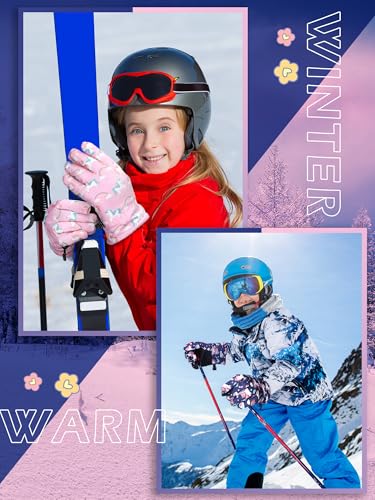 Image of Honoson 2 Pairs Kids Snow Gloves, Winter Waterproof
