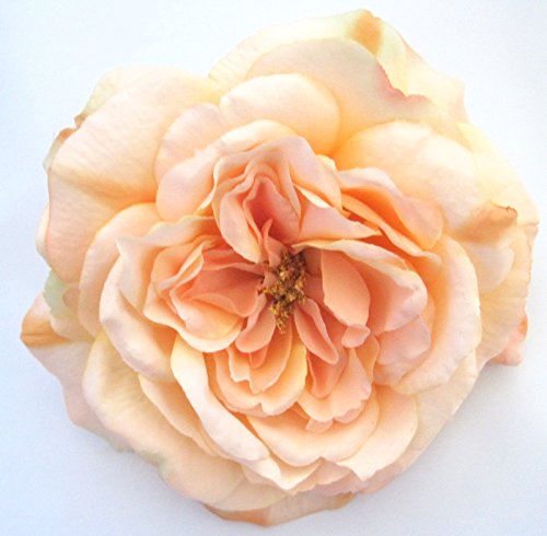Full 5.5" Peach Rose Silk Flower Brooch Pin #TOP2