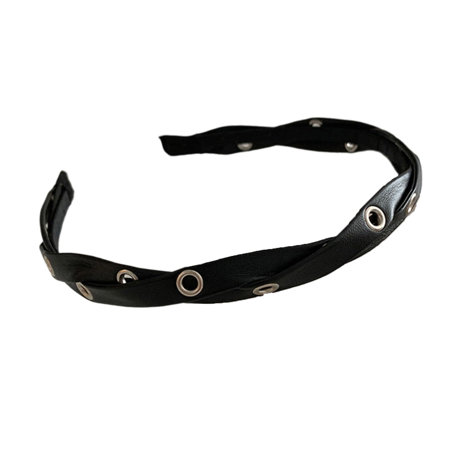 Purplelily Women's Black Pu Leather Headbands Elastic Woman Makeup Headband Exaggerated Adjustable Rock Punk Hairband