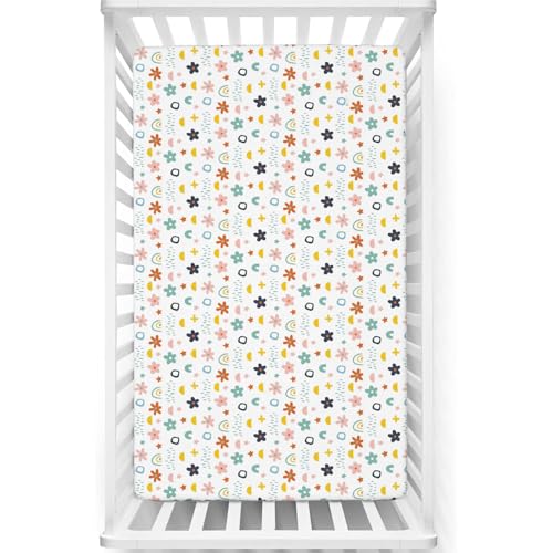 Image of Fitted Cot Crib Sheet | Bed Sheets for Newborn Baby Crib Mattress | Deep Pocket All Round Elastic Fitted Crib Sheet for Baby| Size 132 cm x 71 cm | Crib Sheets - 28 inchx52 inch | Rainbow Splash