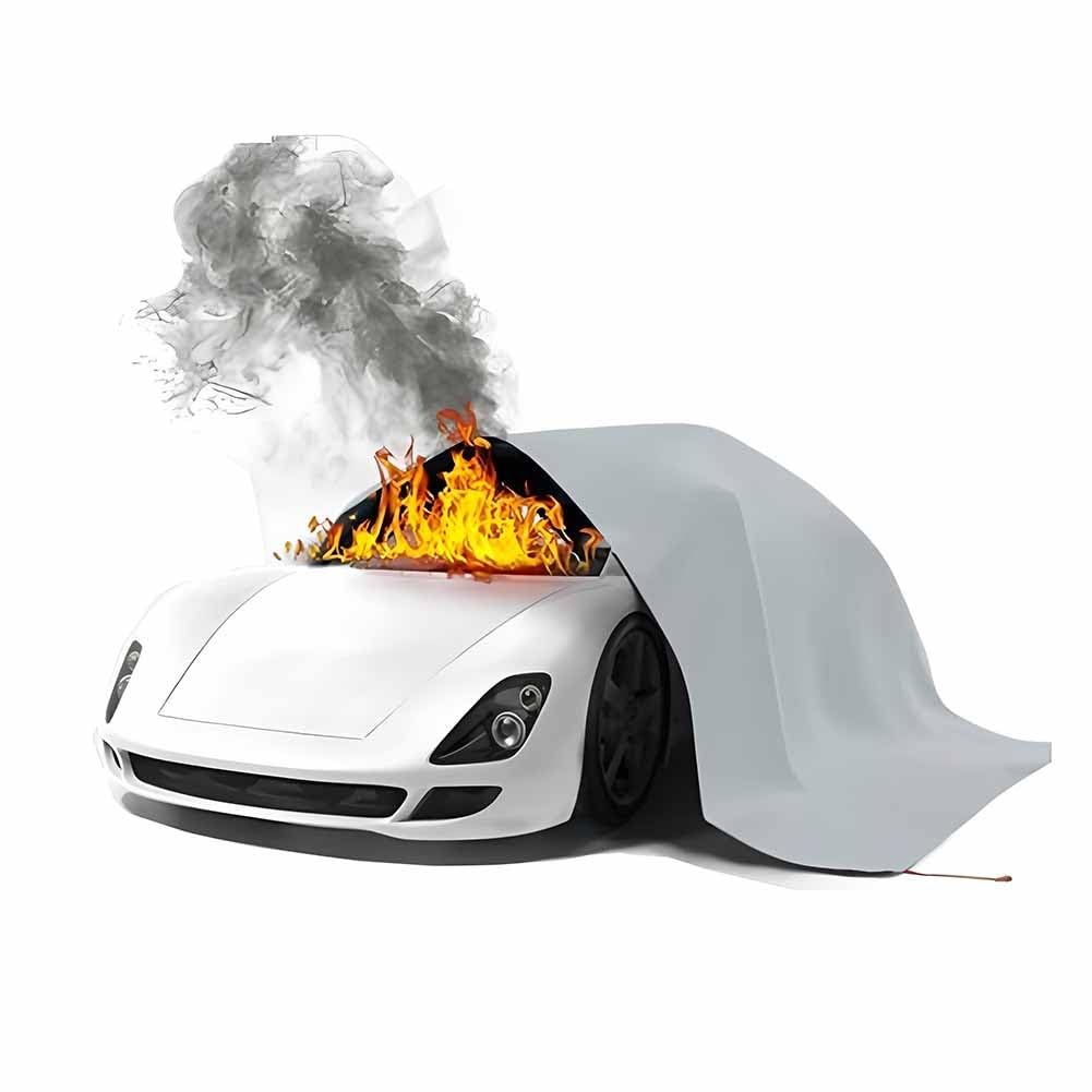 Manta ignífuga de Emergencia para Accidentes de vehículos: Manta ignífuga de Fibra Gruesa, Apta para vehículos eléctricos y de Gasolina, de Respuesta rápida y extinción Segura del Fuego.