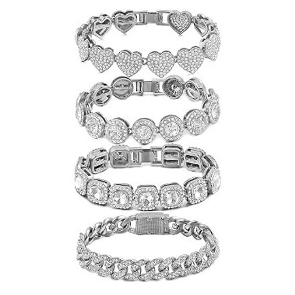 4PCS Diamante Bracelet - Bracelets for Womens,Tennis Bracelet,Bra...