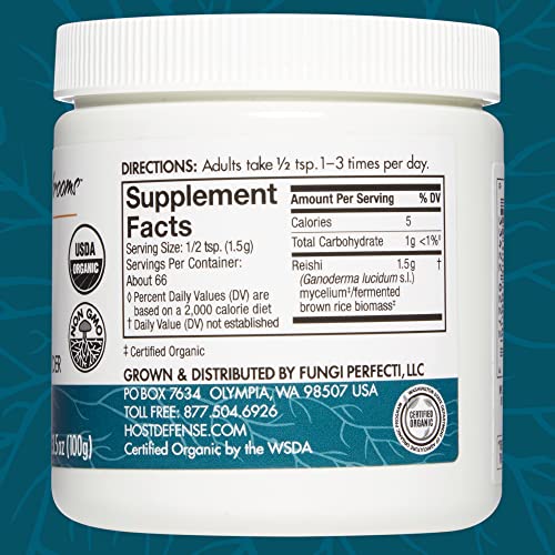 Host Defense, Reishi Mushroom Mycelium Powder, Supports Energy, Heart Health And Stress Response, Mushroom Supplement, Plain, 3.5 Ounce (Pack Of 1) #TOP5