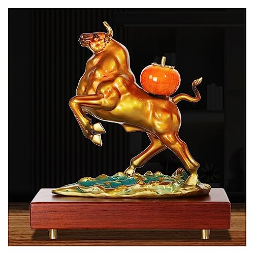 Statue vache en laiton faite main : objet d'art haut de gamme pour bibliothéque chic - 4